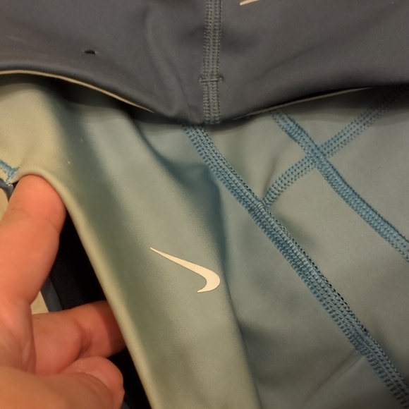 Nike Reversible Baby Blue Buter Yellow Leggings Athleasure Running Athletic Sz L - Picture 11 of 14